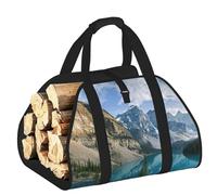 Edwal Rocky Mountains Print Log Carrier Bag with Open Sides Wood Log Holder for Fireplace Tote Bag Fireplace Accessory