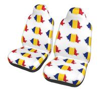 EdWal Romania Flag Map Print Front Seat Covers, Easy To Install Two Car Seat Protector Cover Set Accessories Auto Trucks Suv