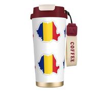 EdWal Romania Flag Map Print Insulated Stainless Steel Travel Coffee Mug,Coffee Cups with Lids, for Hot Cold Drinks