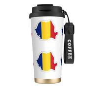 EdWal Romania Flag Map Print Insulated Stainless Steel Travel Coffee Mug,Coffee Cups with Lids, for Hot Cold Drinks