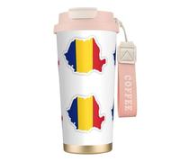 EdWal Romania Flag Map Print Insulated Stainless Steel Travel Coffee Mug,Coffee Cups with Lids, for Hot Cold Drinks
