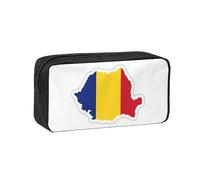 EdWal Romania Flag Map Print Pen Organizer Bag Pouch Large Capacity Pencil Case with Zipper Durable Pen Case for Stationery