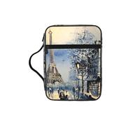 EdWal Romantic Paris Eiffel Tower Print Bible Case Cosmetic Bag with Sturdy Handle Wash Bag Tablet Sleeve Small Tool Bag for Books