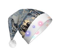 EdWal Romantic Paris Eiffel Tower Print Led Christmas Beanie Light Up Christmas Hats, Knit Hats With Led Lights, Unisex Winter Santa Hat