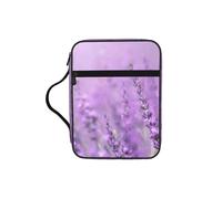 EdWal Romantic Purple Lavender Print Bible Case Cosmetic Bag with Sturdy Handle Wash Bag Tablet Sleeve Small Tool Bag for Books