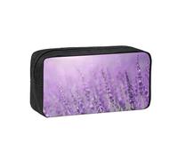 EdWal Romantic Purple Lavender Print Pen Organizer Bag Pouch Large Capacity Pencil Case with Zipper Durable Pen Case for Stationery