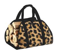 EdWal Rough Leopard Print Print Log Carrier Bag with Open Sides Wood Log Holder for Fireplace Tote Bag Fireplace Accessory