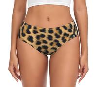EdWal Rough Leopard Print Print Womens High-Waisted Briefs Panties, Moisture-Wicking Underwear, Bikini Brief Underwear Black