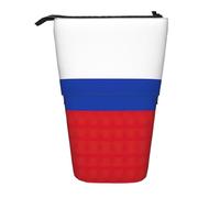 EdWal Russian Flag Print Stand-Up Telescopic Pencil Case Cute Pencil Case Stationery Pen Case Cosmetics Bag