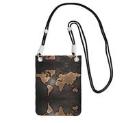 EdWal Rust World Map Print Crossbody Bag For Women, Mini Phone Purses, Cute Phone Wallet, For Hiking Travel Gift