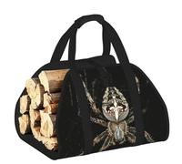 EdWal Scary Spider Print Log Carrier Bag with Open Sides Wood Log Holder for Fireplace Tote Bag Fireplace Accessory