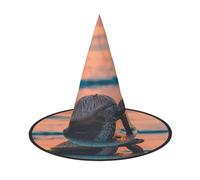 EdWal Sea Turtle Sunset Print Halloween Witch Hat Costume Accessory Women Hats For Halloween Party Cosplay For Home, Yard,
