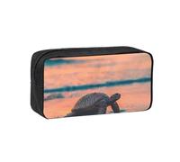 EdWal Sea Turtle Sunset Print Pen Organizer Bag Pouch Large Capacity Pencil Case with Zipper Durable Pen Case for Stationery