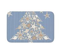 EdWal Seashell Christmas Print Crystal Velvet Entry Rug Non-Slip Indoor Front Doormat For Porch Or Home Decor, 60x40 Cm