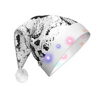 EdWal Snake Skin Black And White Print Led Christmas Beanie Light Up Christmas Hats, Knit Hats With Led Lights, Unisex Winter Santa Hat
