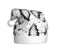 EdWal Snake Skin Black And White Print Plush Santa Hat, Christmas Hats For Adults, Cozy Holiday Headwear, For Christmas Parties