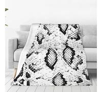 Edwal Snake Skin Black And White Print Soft Warm Blankets Fleece Throw, Lightweight Flannel Fleece Blanket For Bed Sofa Couch