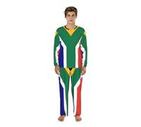 Edwal South African Flag Print Mens Pajama Set Pjs Sleepwear Lightweight Long Sleeve Pjs Soft Comfy Sleep Set With Pocket Black