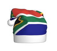 EdWal South African Flag Print Plush Santa Hat, Christmas Hats For Adults, Cozy Holiday Headwear, For Christmas Parties