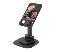EdWal Spa Stone And Rose Flowers Print Adjustable Foldable Phone Stand,360 Rotating Cell Phone Holder For Desk,Travel Essentials