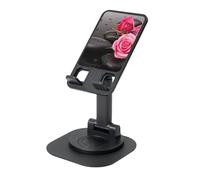 EdWal Spa Stone And Rose Flowers Print Adjustable Foldable Phone Stand,360 Rotating Cell Phone Holder For Desk,Travel Essentials