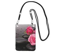 EdWal Spa Stone And Rose Flowers Print Crossbody Bag For Women, Mini Phone Purses, Cute Phone Wallet, For Hiking Travel Gift