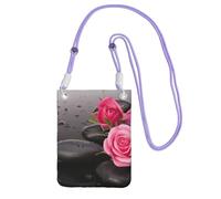 EdWal Spa Stone And Rose Flowers Print Crossbody Bag For Women, Mini Phone Purses, Cute Phone Wallet, For Hiking Travel Gift