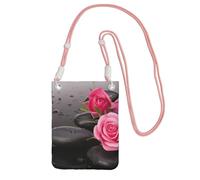 EdWal Spa Stone And Rose Flowers Print Crossbody Bag For Women, Mini Phone Purses, Cute Phone Wallet, For Hiking Travel Gift