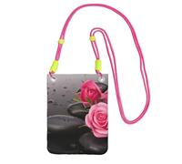 EdWal Spa Stone And Rose Flowers Print Crossbody Bag For Women, Mini Phone Purses, Cute Phone Wallet, For Hiking Travel Gift