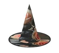 EdWal Spa Stone And Rose Flowers Print Halloween Witch Hat Costume Accessory Women Hats For Halloween Party Cosplay For Home, Yard,