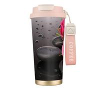 EdWal Spa Stone and Rose Flowers Print Insulated Stainless Steel Travel Coffee Mug,Coffee Cups with Lids, for Hot Cold Drinks