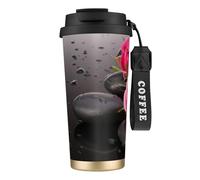 EdWal Spa Stone and Rose Flowers Print Insulated Stainless Steel Travel Coffee Mug,Coffee Cups with Lids, for Hot Cold Drinks
