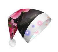 EdWal Spa Stone And Rose Flowers Print Led Christmas Beanie Light Up Christmas Hats, Knit Hats With Led Lights, Unisex Winter Santa Hat