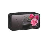EdWal Spa Stone and Rose Flowers Print Pen Organizer Bag Pouch Large Capacity Pencil Case with Zipper Durable Pen Case for Stationery
