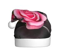 EdWal Spa Stone And Rose Flowers Print Plush Santa Hat, Christmas Hats For Adults, Cozy Holiday Headwear, For Christmas Parties