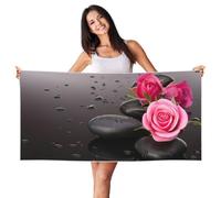 EdWal Spa Stone And Rose Flowers Print Spa Bath Towels 70cm X 140cm,Soft Quick Drying Beach Towels For Bathroom,Gym,Travel