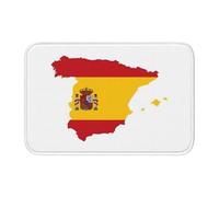 EdWal Spanish Flag Map Print Crystal Velvet Entry Rug Non-Slip Indoor Front Doormat For Porch Or Home Decor, 60x40 Cm
