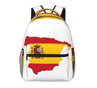 EdWal Spanish Flag Map Print Hiking Backpack Laptop Backpack For Men Women Waterproof Rucksack Easy To Clean Travel Bag