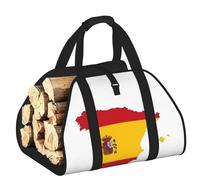 EdWal Spanish Flag Map Print Log Carrier Bag with Open Sides Wood Log Holder for Fireplace Tote Bag Fireplace Accessory