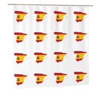 EdWal Spanish Flag Map Print Polyester Shower Curtain For Bathroom With Hooks 185cm Long, Waterproof Bath Accessories