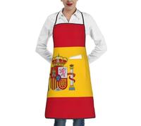 EdWal Spanish Flag Print Kitchen Aprons, Apron For Cooking With Pocket, Unisex Chef Aprons For Men Women