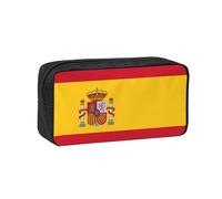 EdWal Spanish Flag Print Pen Organizer Bag Pouch Large Capacity Pencil Case with Zipper Durable Pen Case for Stationery
