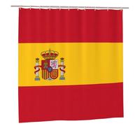 EdWal Spanish Flag Print Polyester Shower Curtain For Bathroom With Hooks 185cm Long, Waterproof Bath Accessories