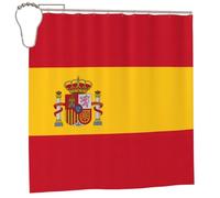 EdWal Spanish Flag Print Polyester Shower Curtain For Bathroom With Hooks 185cm Long, Waterproof Bath Accessories