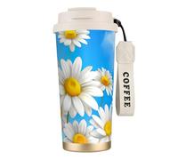EdWal Spring Daisy Flowers Print Insulated Stainless Steel Travel Coffee Mug,Coffee Cups with Lids, for Hot Cold Drinks