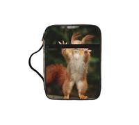 EdWal Squirrel Funny Animal Print Bible Case Cosmetic Bag with Sturdy Handle Wash Bag Tablet Sleeve Small Tool Bag for Books
