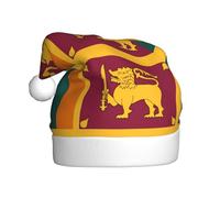 EdWal Sri Lanka Flag Print Plush Santa Hat, Christmas Hats For Adults, Cozy Holiday Headwear, For Christmas Parties