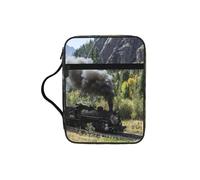 EdWal Steam Locomotive Train Print Bible Case Cosmetic Bag with Sturdy Handle Wash Bag Tablet Sleeve Small Tool Bag for Books
