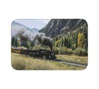 EdWal Steam Locomotive Train Print Crystal Velvet Entry Rug Non-Slip Indoor Front Doormat For Porch Or Home Decor, 60x40 Cm