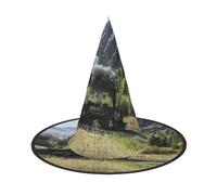 EdWal Steam Locomotive Train Print Halloween Witch Hat Costume Accessory Women Hats For Halloween Party Cosplay For Home, Yard,